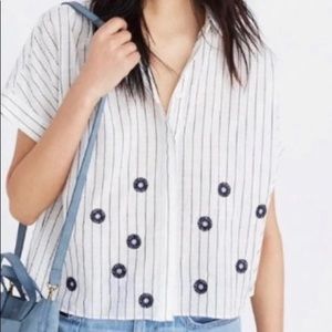 Madewell button down with cute embroidered flowers